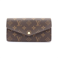 LOUIS VUITTON LV 路易威登 Sarah 扣式 長夾 棕/紅色 原花帆布 M62236