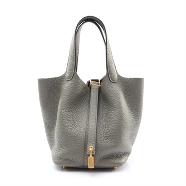 HERMES 愛馬仕 Picotin Lock 18 手提包 積雨雲灰 Taurillon Clemence牛皮 U刻 金扣 H056289CC