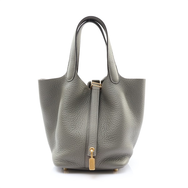 HERMES 愛馬仕 Picotin Lock 18 手提包 積雨雲灰 Taurillon Clemence牛皮 U刻 金扣 H056289CC