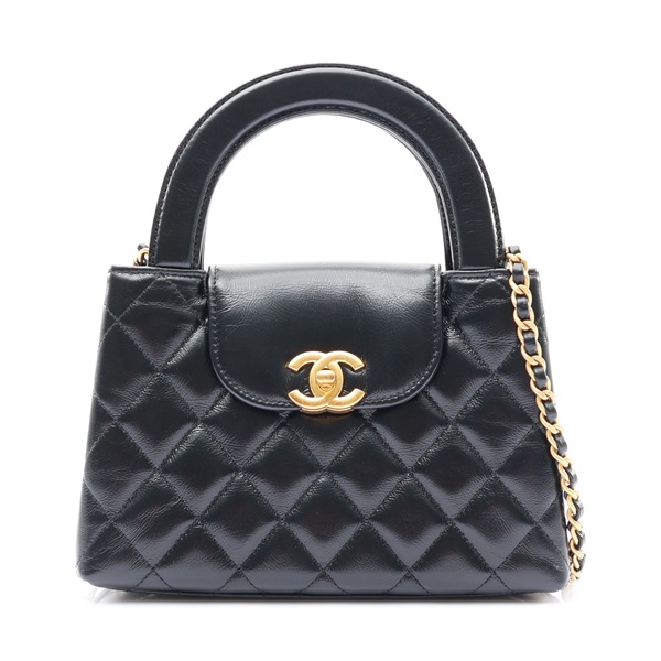CHANEL 香奈兒 Nano Kelly 兩用包 黑色 菱格紋牛皮 金扣 AS4416