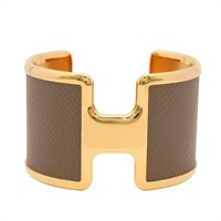 HERMES 愛馬仕 Olympe cuff 手環 大象灰 Epsom牛皮 鍍金 H500179FC18T2