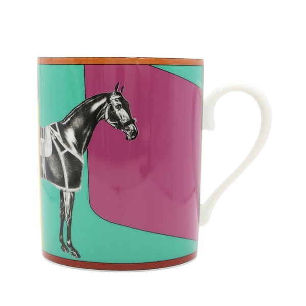 HERMES 愛馬仕 La Serpentine 2號 馬克杯 紫/黄/綠色 陶瓷 P052002P