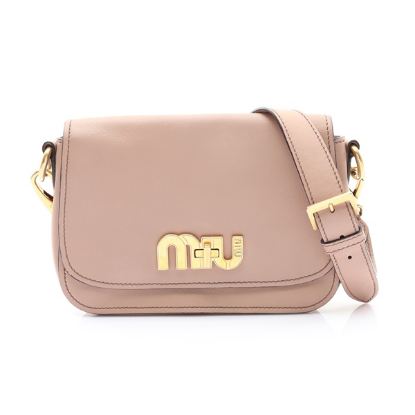 MIU MIU 繆繆 Logo 肩背包 粉色 牛皮 5BD071