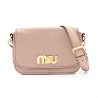 MIU MIU 繆繆 Logo 肩背包 粉色 牛皮 5BD071