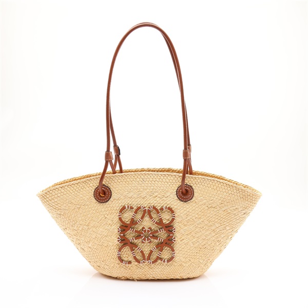 LOEWE 羅威 Anagram Small 肩背包 米色棕櫚葉 棕色牛皮 AABKP65X04-2435