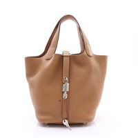 HERMES 愛馬仕 Picotin Lock 18 手提包 餅幹色 Taurillon Clemence牛皮 U刻 銀扣 H069560CK