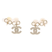 CHANEL 香奈兒 Coco Logo 夾式耳環 珍珠 金屬
