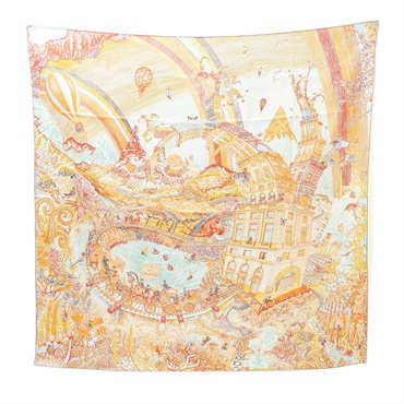 HERMES 愛馬仕 Carre 90  方巾 橘色系  絲綢 H004147S 03