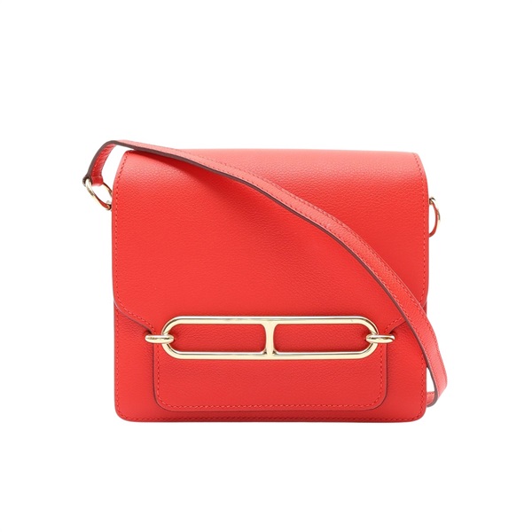 HERMES 愛馬仕 Roulis Mini Evercolor牛皮 法拉利紅 肩背包 金扣 D刻