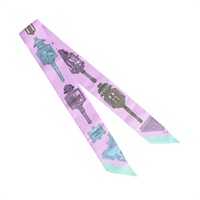 HERMES 愛馬仕 Merveilleuses Lanternes Twilly 絲巾 紫/多色 絲綢 H063081S