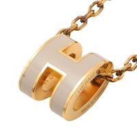 HERMES 愛馬仕 Mini Pop H 項鍊 栗子色琺瑯 金色鍍金 H147992F