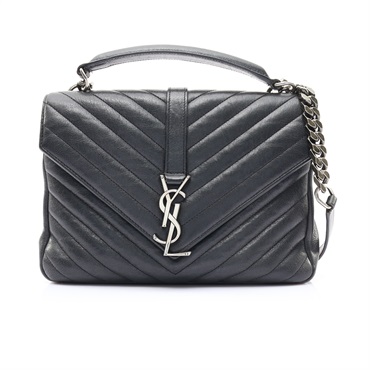 SAINT LAURENT 聖羅蘭 College 肩背包 黑色牛皮 392737