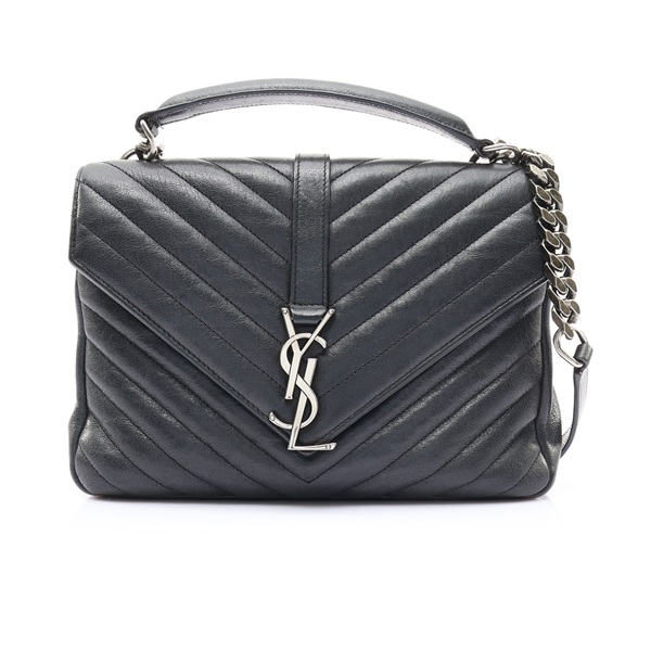 SAINT LAURENT 聖羅蘭 College 肩背包 黑色牛皮 392737
