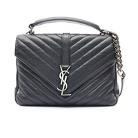 SAINT LAURENT 聖羅蘭 College 肩背包 黑色牛皮 392737