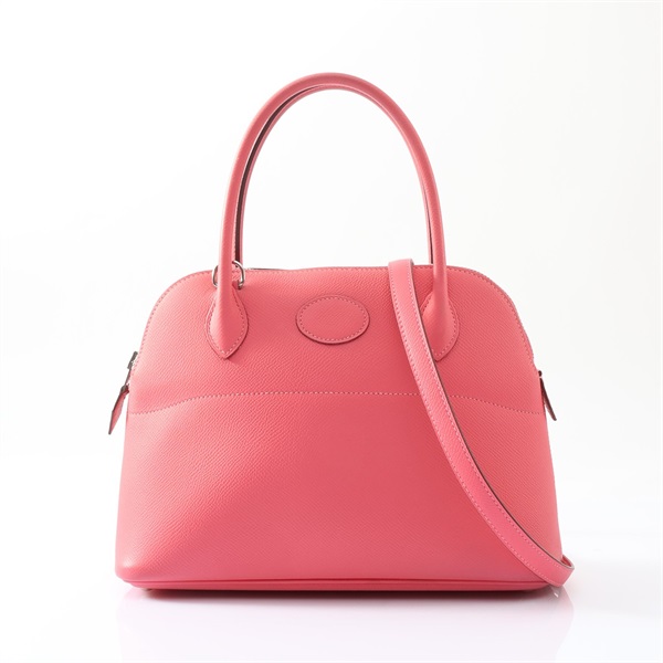 HERMES 愛馬仕 Bolide 27 Epsom牛皮 唇膏粉 柏莉包 銀釦 X刻 兩用包 H041693CK