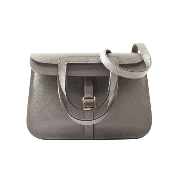 HERMES 愛馬仕 Halzan 25 肩背包 迷霧灰 Evercolor牛皮 U刻 金扣