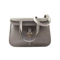 HERMES 愛馬仕 Halzan 25 肩背包 迷霧灰 Evercolor牛皮 U刻 金扣