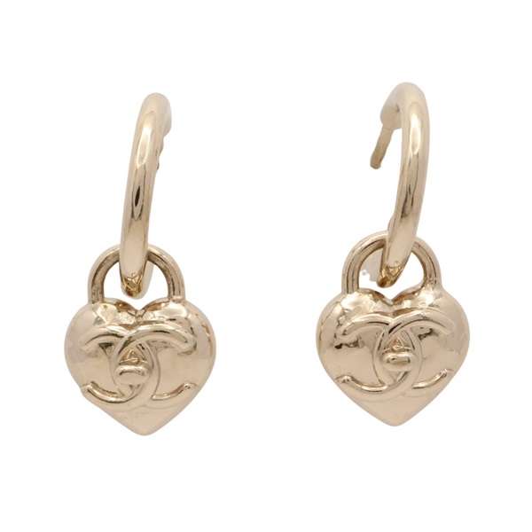 CHANEL 香奈兒 Heart Logo 針式耳環 金屬 (缺耳扣) AB9094