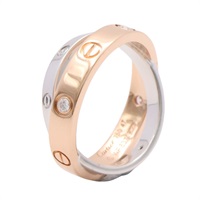 Cartier 卡地亞 Be Love 戒指 #47 帶鑽 18K玫瑰金 白金 B4094347