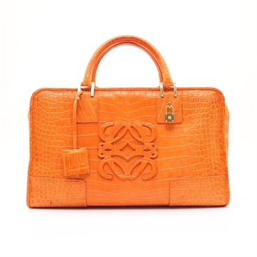 LOEWE 羅威 Amazona 36 手提包 橘色 鱷魚皮