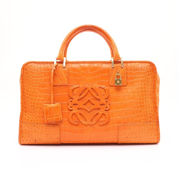 LOEWE 羅威 Amazona 36 手提包 橘色 鱷魚皮