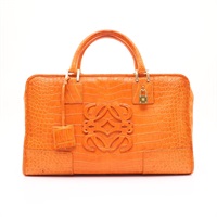 LOEWE 羅威 Amazona 36 手提包 橘色 鱷魚皮