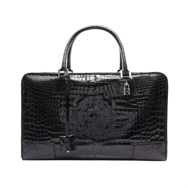 LOEWE 羅威 Amazona 44 手提包 黑色 鱷魚皮