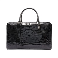 LOEWE 羅威 Amazona 44 手提包 黑色 鱷魚皮