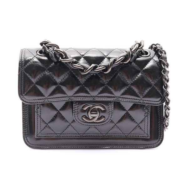 CHANEL 香奈兒 Mini Flap 肩背包 黑色 亮面 牛皮 AS4051
