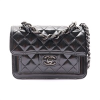CHANEL 香奈兒 Mini Flap 肩背包 黑色 亮面 牛皮 AS4051