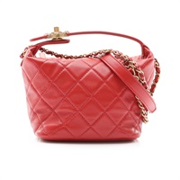 CHANEL 香奈兒 Chain Small Hobo 肩背包 紅色 羊皮 金扣 AS1745