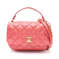 CHANEL 香奈兒 Top Handle Flap 肩背包 粉色 菱格紋 牛皮 AS1226