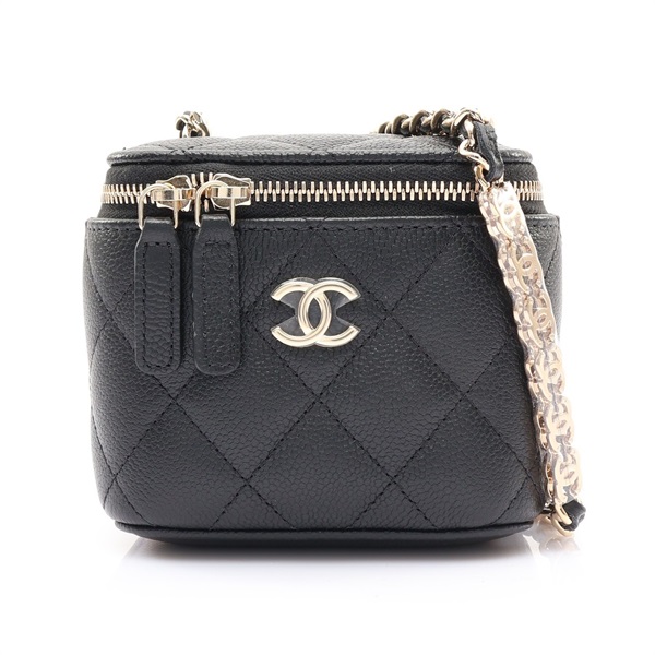 CHANEL 香奈兒 Mini Vanity 肩背包 黑色 荔枝紋 牛皮