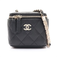 CHANEL 香奈兒 Mini Vanity 肩背包 黑色 荔枝紋 牛皮