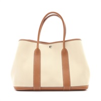 HERMES 愛馬仕 Garden Party 36 手提包 金棕色 Toile帆布 Negonda牛皮 銀扣 D刻