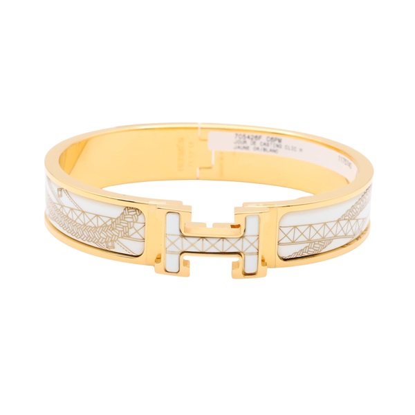 HERMES 愛馬仕 Clic H Jour de Casting 手環 白色琺瑯 金色鍍金 H705426F