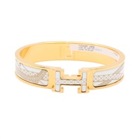 HERMES 愛馬仕 Clic H Jour de Casting 手環 白色琺瑯 金色鍍金 H705426F