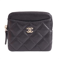 CHANEL 香奈兒 Classic 零錢包 黑色 菱格紋牛皮 AP2061