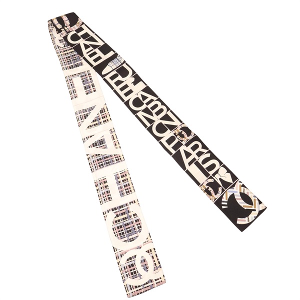 CHANEL 香奈兒 Bandeau 絲巾 黑色 絲綢