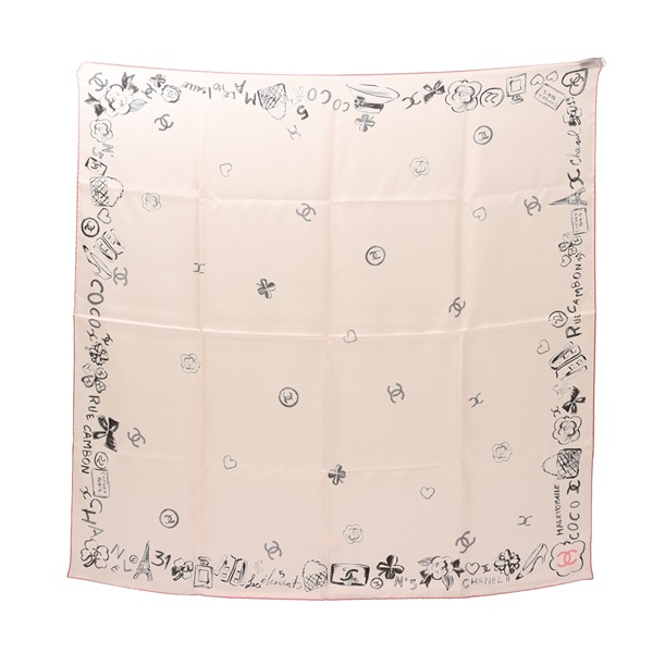 CHANEL 香奈兒 Mademoiselle 90 方巾 粉色 絲綢