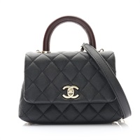 CHANEL 香奈兒 鍊帶兩用包 黑色 荔枝紋牛皮 銀扣 AS2215