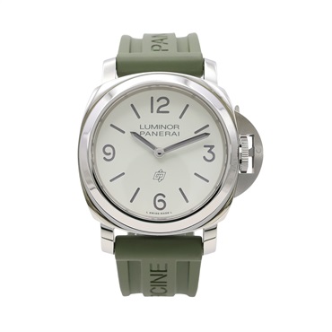 PANERAI 沛納海 Luminor Base Logo 腕錶 白色錶盤 膠帶 PAM01087