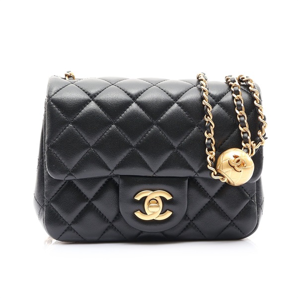 CHANEL 香奈兒 Mini Flap 鏈條 肩背包 黑色 菱格紋 羊皮 金釦 AS1786