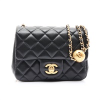 CHANEL 香奈兒 Mini Flap 鏈條 肩背包 黑色 菱格紋 羊皮 金釦 AS1786