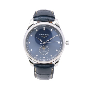 LONGINES 浪琴表 Master 腕錶 藍色錶盤 皮帶 不鏽鋼 12PD鑽石 L2.919.4.97.0