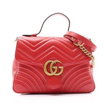 GUCCI 古馳 GG Marmont 兩用包 紅色 牛皮 498110