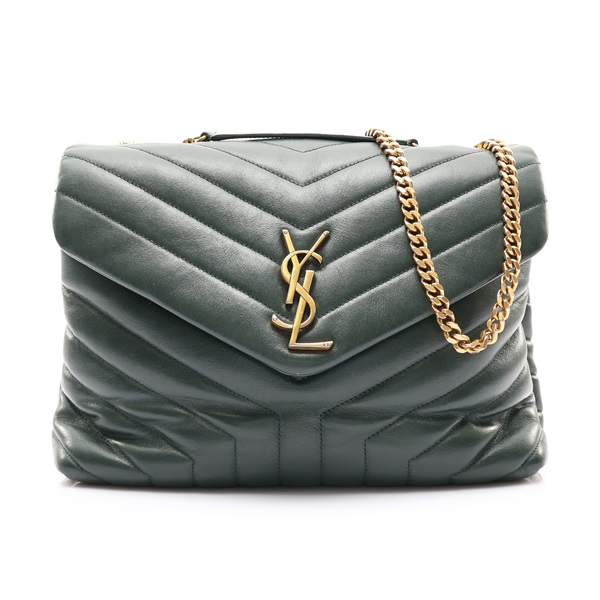 SAINT LAURENT 聖羅蘭 LOULOU Large 肩背包 綠色 牛皮 487216