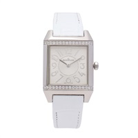Jaeger-LeCoultre 積家 Reverso Squadra Lady 腕錶 白色錶盤 皮帶 不鏽鋼 鑽石 Q7038420/234.8.47