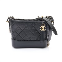 CHANEL 香奈兒 Gabrielle Hobo 鍊帶 肩背包 黑色 牛皮 金扣 A91810