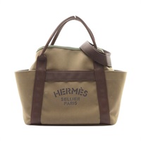 HERMES 愛馬仕 騎士裝備收納包 兩用包 綠色 Toile帆布 A刻